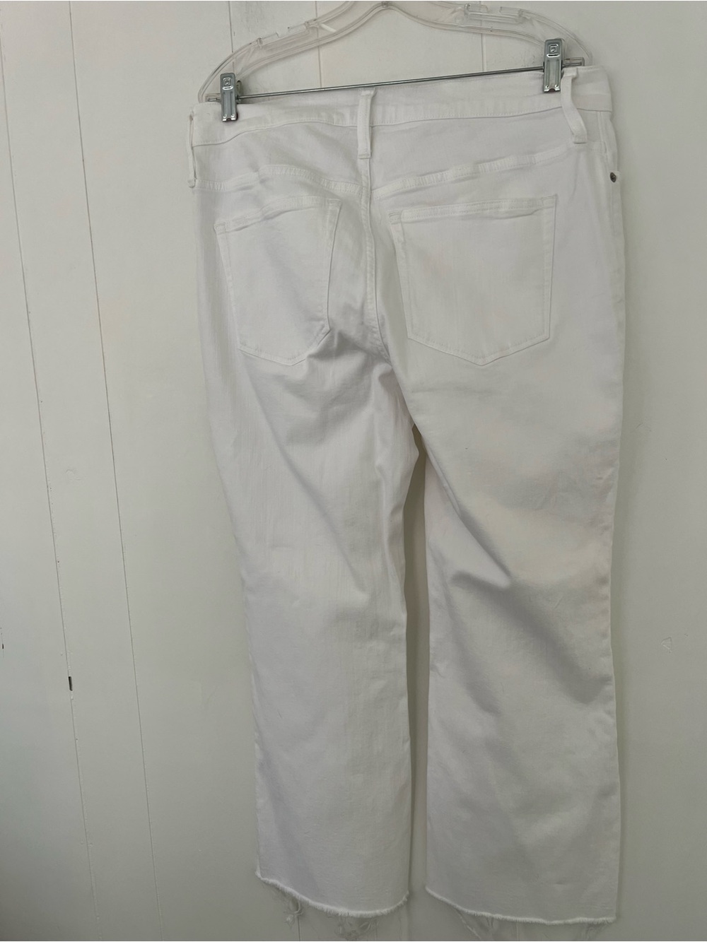 J. Crew Mid-Rise Flare Crop White Denim Jeans with Raw Hem Size 33 - Picture 8 of 10